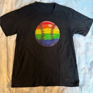 Black Rainbow Baseball Kids Tee